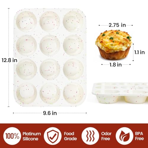 CAKETIME Silicone Muffin Pan, Regular Size Muffin Pan for Baking 12 Cups Non Stick Silicone Cupcake Pan 1 Pack Confetti - size: Regular:12-Cup