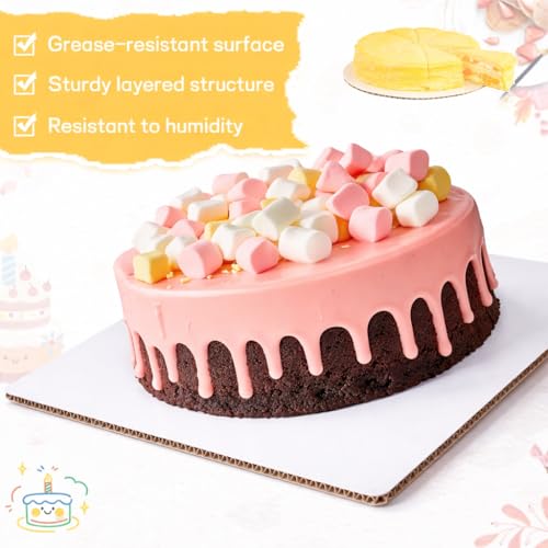 White 8 Inch Cake Boards 25-Packs Square Cake Boards Base Food-Grade Cardboard Square Card board Cake Plate(8 Inch) - size: 8 Inch