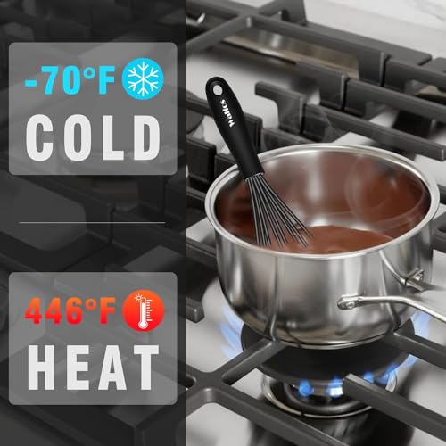 Walfos Silicone Whisk,7+9in Mini Whisk,BPA Free,Small Whisks for Non-Scratch,Heat Resistant (450°F) Nice for stirring individual eggs and mixing small amounts of powder and sauce.Dishwasher Safe.Black - color: Black