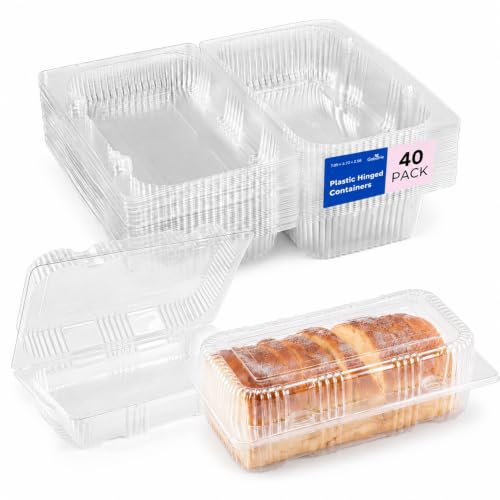 40 Pack Disposable Plastic Hinged Food Containers with Clear Lids