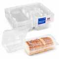 40 Pack Disposable Plastic Hinged Food Containers with Clear Lids