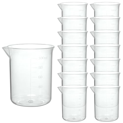 Plastic Measuring Cups, 100ml, Set of 15, for Liquid Measurement and Scientific Experiments - size: 100ML- 15pcs, style: 100ML