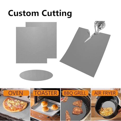 UBeesize 2 Pack Thickened Silver Oven Liners for Bottom of Oven BPA & PFOA Free, Reusable 16x24 Inch Heavy Duty Non Stick Teflon Oven Mats, Fit Electric Gas Toaster Convection Microwave Ovens Grills - color: Silver, size: 24"L x 16"W, style: 2 Pack