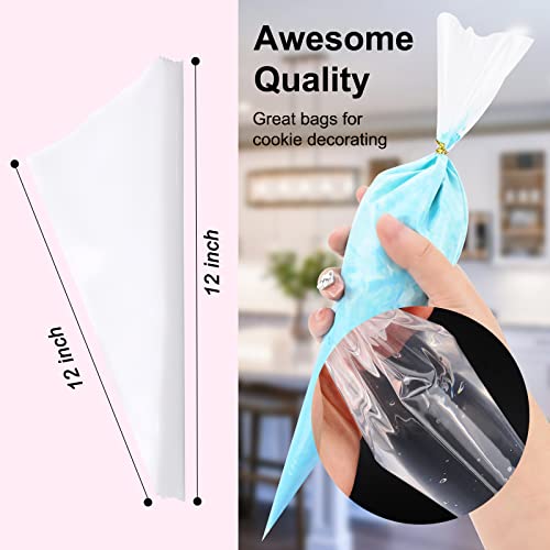 Tamodan 12 Inches Side Not Bursting Piping Bag, 100 Pcs Explosion-Proof Cracked Thickened Pastry Bags Disposable Are Suitable for pastry making. - color: Piping Tips Set