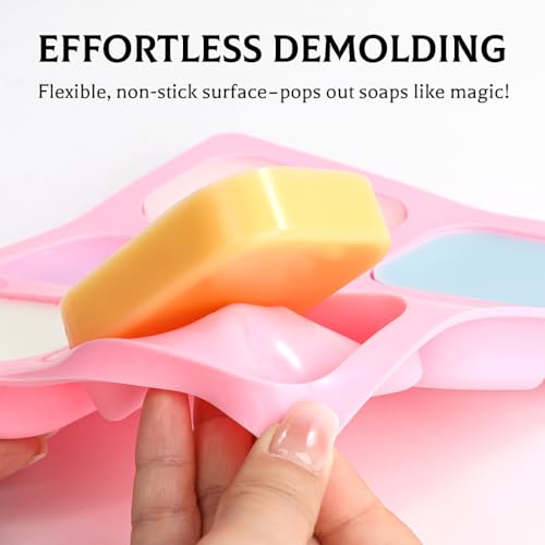 SJ Rounded Rectangle Soap Mold Set, 2-Pack 6-Cavity Silicone Soap Molds - color: Pink / Rounded Rectangle