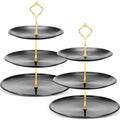 Gerrii 2 Pack 3 Tier Cupcake Stand Serving Tray Metal,Black and Gold - color: Black and Gold