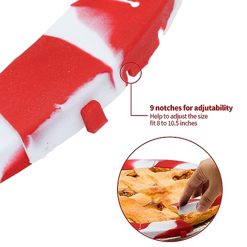 Heavy Duty Silicone Pie Crust Shield Edge Protector Fit 7-10.5 Inch Pie Pan - color: Mix Red