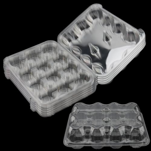 HOIGON 20 Pack Clear Cupcake Containers 12 Count, Plastic Dozen Cupcake Boxes with Dome Lid, Disposable Cupcake Carrier Holders for Display and Transport