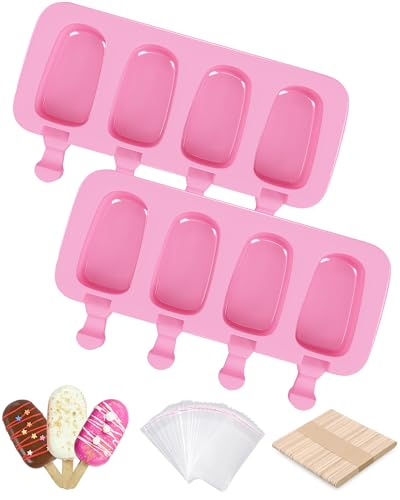 Ouddy Life Popsicle Molds Set of 2, Ice Pop Molds Silicone Cake Pop Mold - color: Pink