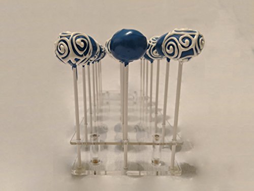 21 Hole Clear Acrylic Cake Pop Display Stand by FireHype | Great For Large Pops | Drying Cooling Decorating Cake Ball Holder | Cotton Candy Lollipop Dessert Sticks | Weddings, Baby Showers, Birthdays