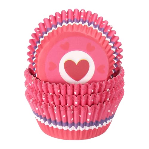 HARFINGTON 100 Count Cupcake Liners Cupcake Cups Pink Heart - color: Pink Purple