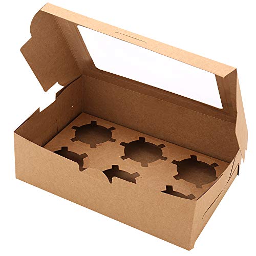 30-Set Cupcake Boxes with Inserts and Window Hold 6 Cupcakes
