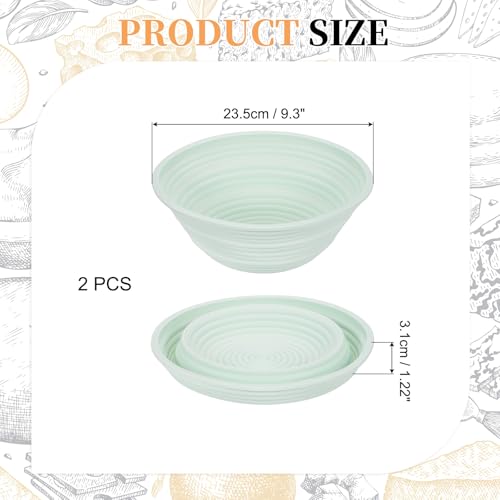 uxcell 2Pcs Silicone Bread Proofing Basket 9.3" Round Sourdough Mint Green - color: Mint Green, size: 23.5 cm / 9.3 Inch