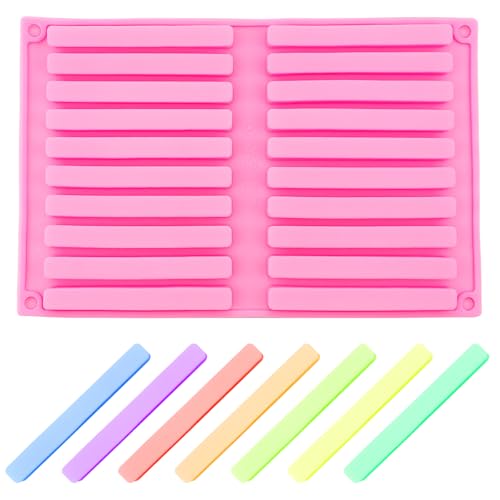 2 PACK Chocolate Rod Stick Silicone Strip Molds, 20 Bars Strips Biscuit Candy Molds for Cookies Candy Crayon Candle Soap Ice Cube Tray