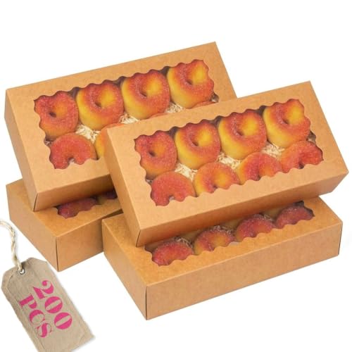 qiqee Auto-pop up Bakery Box with Window 12"x5.5"x2.5" 200Pcs Brown - color: 12x5.5x2.5, 200Pcs, Brown