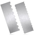 JJUNW 2 Pcs Stainless Steel Cake Scraper, Cake Scrapers Smoother Alisador De Pasteles, Double Sided Patterned Edge Stripe Smoother Scrapers For Butter Mousse Cream Decoration