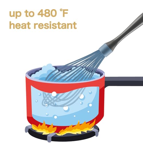 OYV Dishwasher Safe Silicone Whisk, 12-Inch, Non-Scratch, Blue - color: Blue