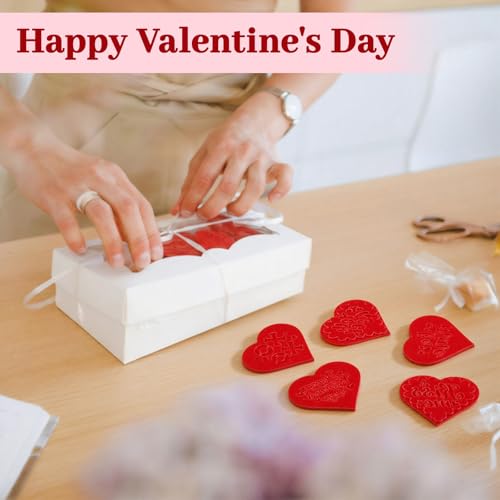 Zubebe 6 Pcs Valentine's Day Cookie Stamp Fondant Embosser Set Valentine's Day 3D Design Cookie Cutter Love You Stamp for Baking Cooking Biscuit Cake Wedding Party Decorating Tool (Fashion Style) - style: Fashion Style