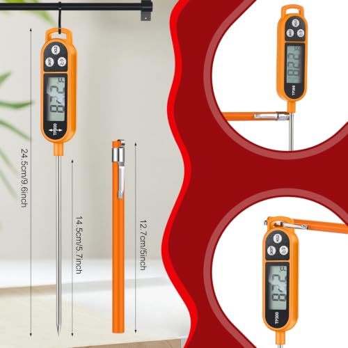 Copkim 6 Pcs Food Thermometer Instant Read Probe BBQ, Orange - color: Orange
