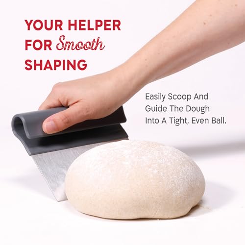 KneadAce Dough Scraper & Baker’s Brush.Stainless Steel Bench Scraper & Flour Cleaning Brush. Kitchen Tool for Pastry, Sourdough and Baking Prep Bread Dough Cutter, Gift For Bakers (Gray/Turquoise) - color: Gray, Turquoise