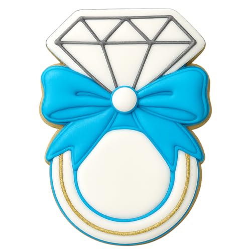 Elegant Diamond Ring with Ribbon Cookie Cutter - 4x3" Wedding Baking Fun