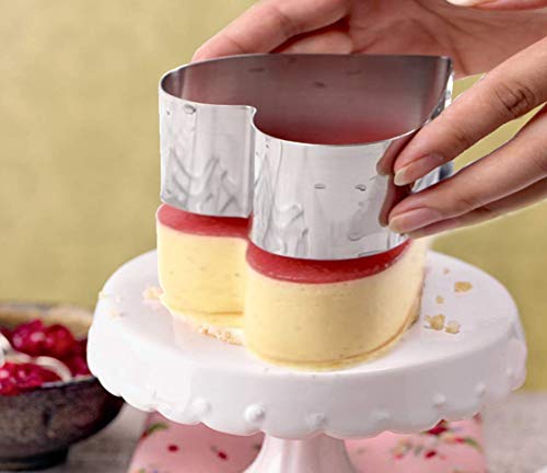 Stainless Steel Dessert Rings (4 Pcs) Heart Shape Molded Salads, Pastries Mousse Molding Layering Cutter - size: 4 Pcs Heart Shape