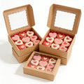 XINHPKGG 50 Pcs Pie Boxes 8x8x2 Inch Bakery Boxes with window Cookie Boxes - color: Brown