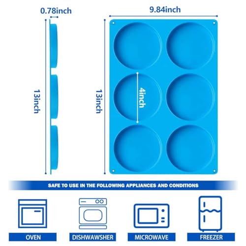 Sidosir Round Silicone Mold for Baking, 4inch Large Breakfast Sandwiches Mold Silicone for Whoopie Pie (2Pcs, 0.78 inch deep) - size: 0.78 inch deep