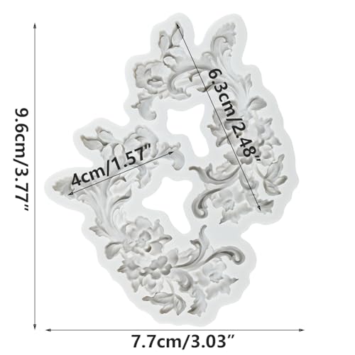 Lingzhi Baroque Fondant Mold Curlicues Relief Scroll Lace Silicone Molds - color: Style J