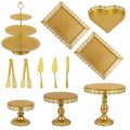 12 Set of Gold Cake Stand, Metal Gold Cupcake Stand and Bases para Postres de Mesa, Elegant Gold Dessert Stands for Party and Wedding, Easy to Clean Desert Table Display Set