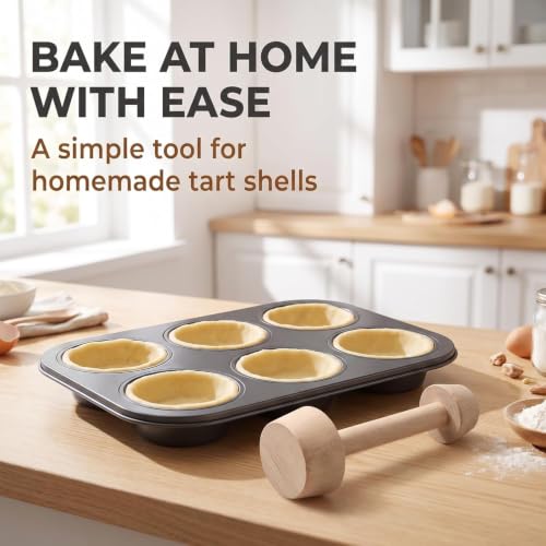 Tart Tamper Pastry Tamper Double Side Wooden Egg Tart Tamper Mold DIY Cake Pastry Pusher for Kitchen Party Baking Tools Tart Tamper, Pie, Tart and Quiche Pans,Tart Pans