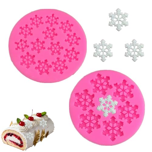 2 Pcs Snowflake Silicone Mold Winter 3D Snowflake Chocolate Mold