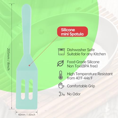 2 Pack Silicone Mini Brownie Serving Spatula, Nonstick Silicone Small Spatula,Heat-Resistant Cookie Spatula, Mini Slotted Serve Turner for Flip Egg in Small Frying Pan Batter Cookware (Macaron Blue) - color: Macaron Blue