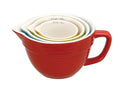 Creative Co-Op 4‑Piece Stoneware Ribbed Batter Bowl Measuring Cups, Yellow, Blue, Green and Red - color: Multicolor