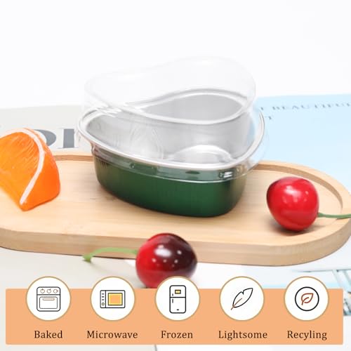 50 Pack Heart Shaped Cake Pans, 3.4oz Dark Green - color: Dark Green, size: Heart
