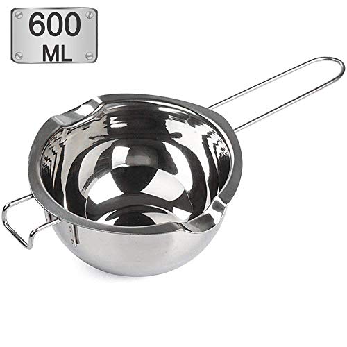 Stainless Steel Double Boiler Pot 600ml for Melting Chocolate,Candle Making - color: Silver Handle, size: 600ML