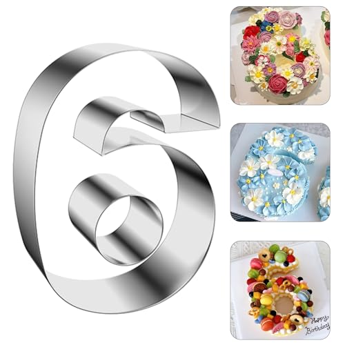 ZADE 14 Inch 304 Stainless Steel Large Size Number Cake Mousse Mold Number 6 Tiramisu Cheesecake Mold Cookie Cutter Bakeware 3D Cake Baking Pan for Birthday and Baking, Party - size: #6 or 9,14 inch