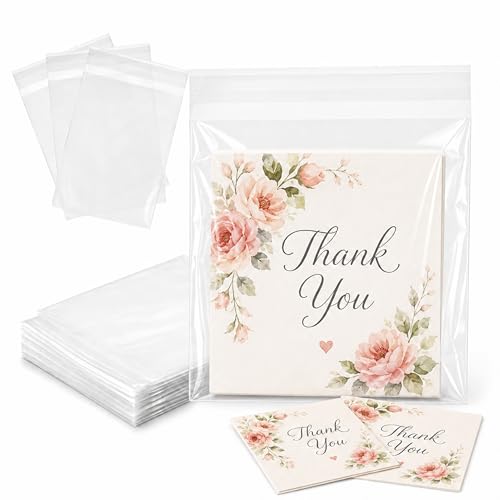Small Square Clear Cellophane Bags 4x4 in Self-Seal, 200 Count - size: 4 x 4 Inch