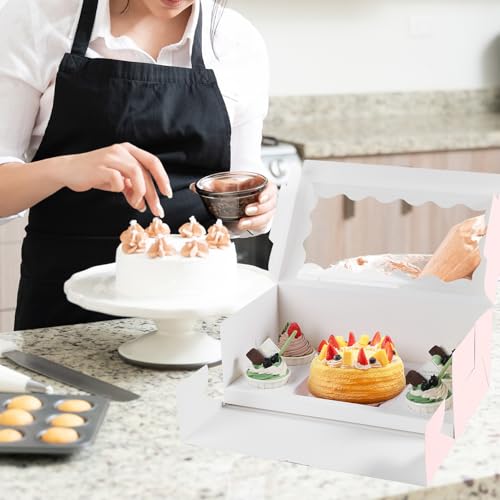 JCD 8 Packs Pink Bento Cake and Cupcake Box 5 Holes Fit 4 Cupcakes and 1 Mini Cakes Cupcake Combo Boxes for Party Bakery Supplies (Pink 1+4/8Pcs) - size: Pink 1+4/8Pcs