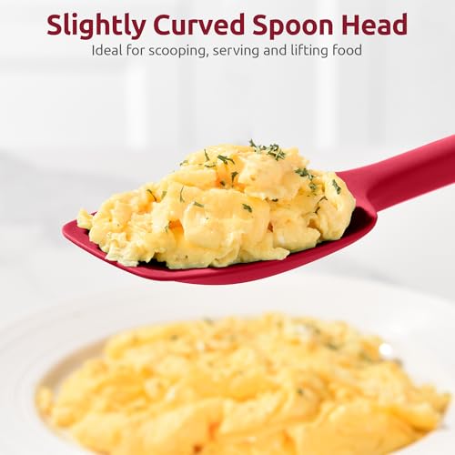 U-Taste 14" Long Silicone Spoonula, 600°F High Temp Spoon Spatula, Red - color: Red, size: 14 in (spoon spatula)