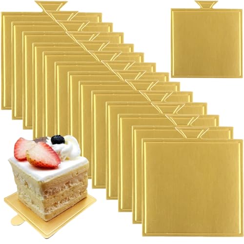 200 Pcs Mini Cake Boards for Baking Dessert,9 * 8.4 cm(Gold) - color: 200 Pcs-gold