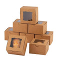 JIYIXHylera 48Pcs 6x6x3 Inch Brown Kraft Bakery Boxes with Clear Window, Small Cake Cookie Pastry Treat Boxes for Dessert Cupcakes Pies Chocolates Party Favors