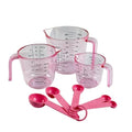 Pink Plastic Measuring Cup and Spoons Set