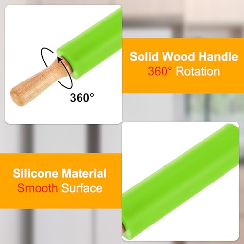 uxcell 7.5 Inch Silicone Rolling Pin Small Dough Roller Green - color: Green, size: 7.5 Inch