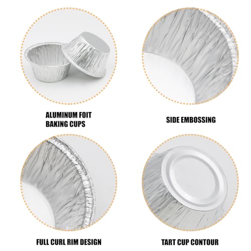 Aluminum Foil Baking Cups 50 Pcs 4 Oz Aluminum Cupcake liners Silver Foil Baking Cups for Muffin Egg Tart Baking Cupcake Pudding Appetize Creme Brulee - size: 4oz