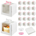 20 Pcs White Cake Boxes with Boards 6 x 6 x 6 Inch