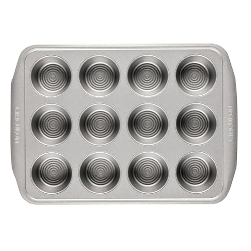 Circulon Nonstick Bakeware 12-Cup Muffin Tin, Gray, Steel - color: Gray