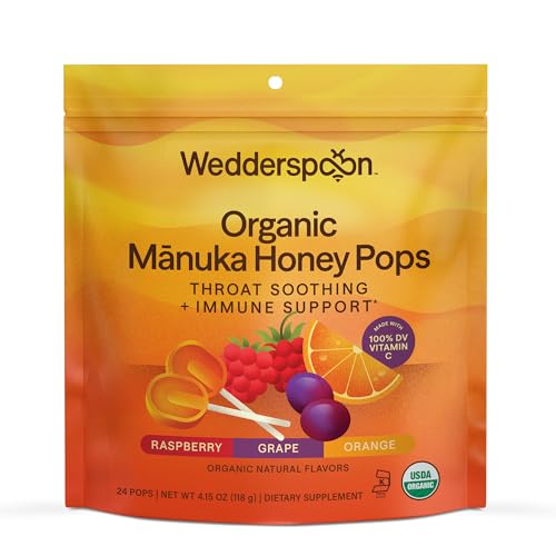 Wedderspoon Organic Manuka Honey Lollipops, Variety Pack, 24 Count - size: 24 Count (Pack of 1)