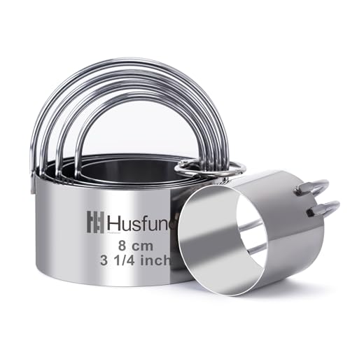 Husfunov Biscuit Cutter Set, Round Cookie Cutters with Handle - size: 5pcs Round with handle