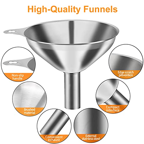 Stainless Steel Funnel Set, 3 Small Funnels for Kitchen Use Filling Bottles